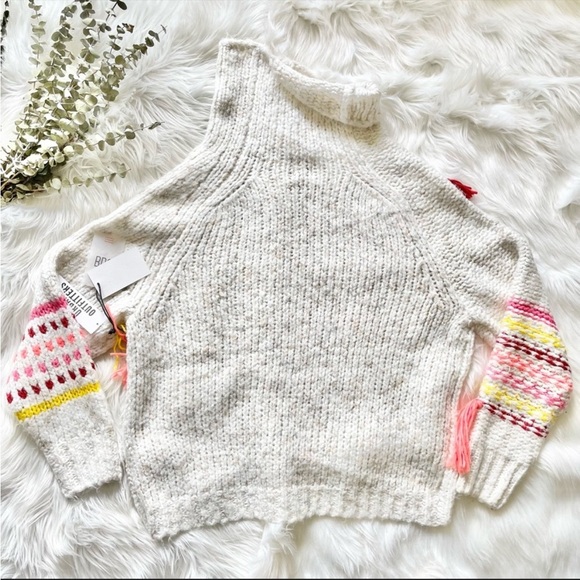 Urban Outfitters BDG Sweater Anissa Knit Tassel Turtleneck Funnel Neck White NWT - Picture 11 of 15